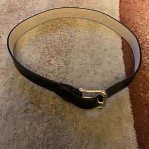 Preowned EC Vintage Women Leather Black Belt Not Removable Buckle 34.5"L, 2"W M